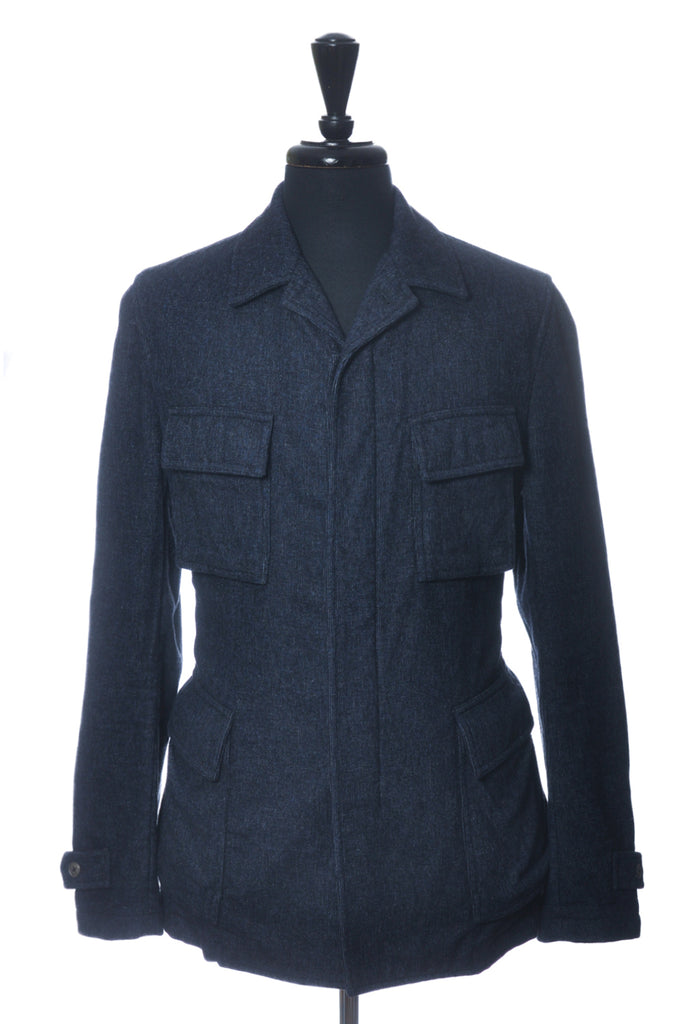 Lardini Washed Blue Fleece Twill Identity Jacket