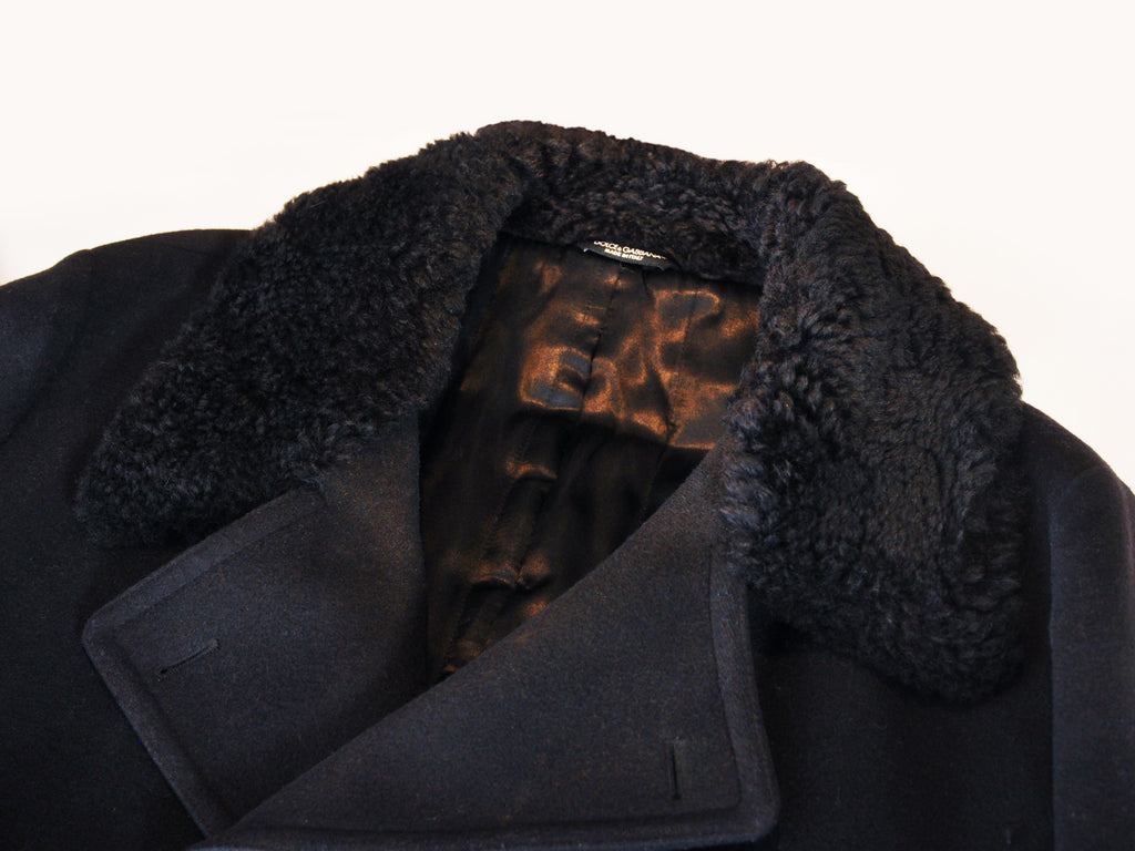 Dolce & Gabbana Black Cashmere Blend Double Breasted Coat