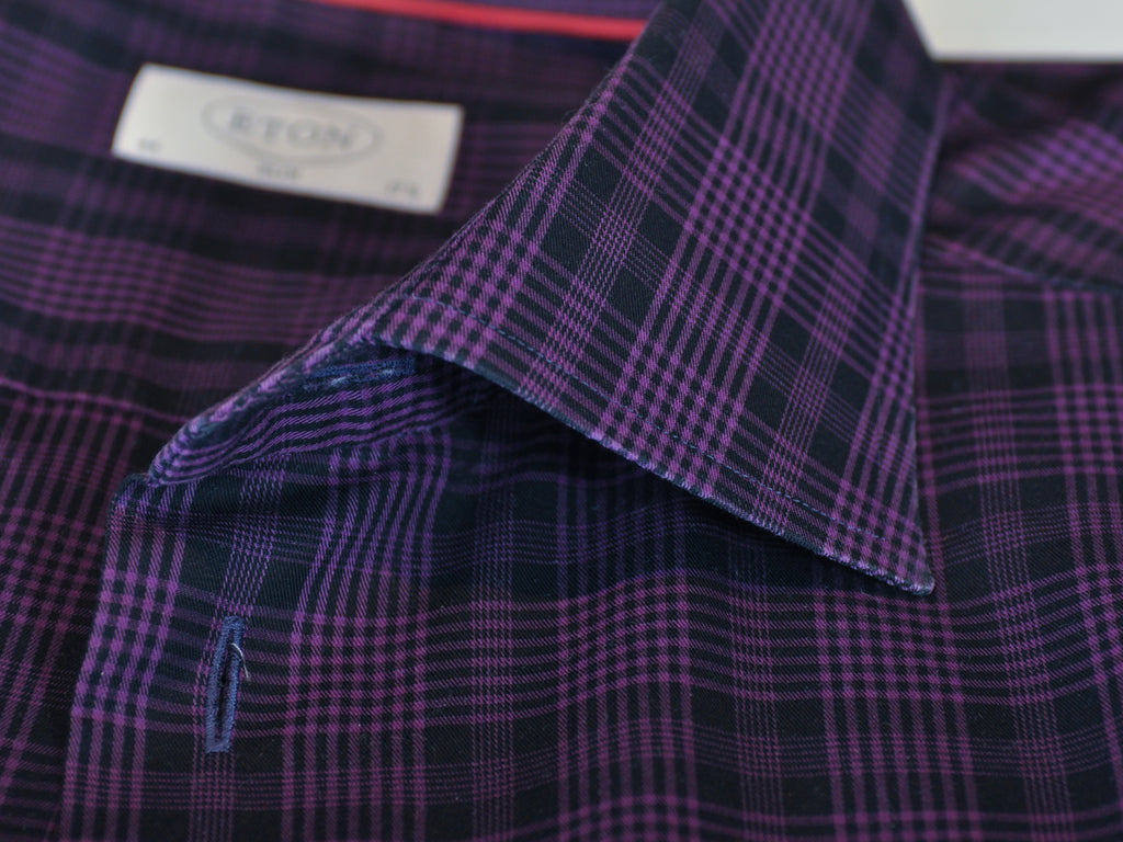 Eton Purple Check Slim Fit Shirt