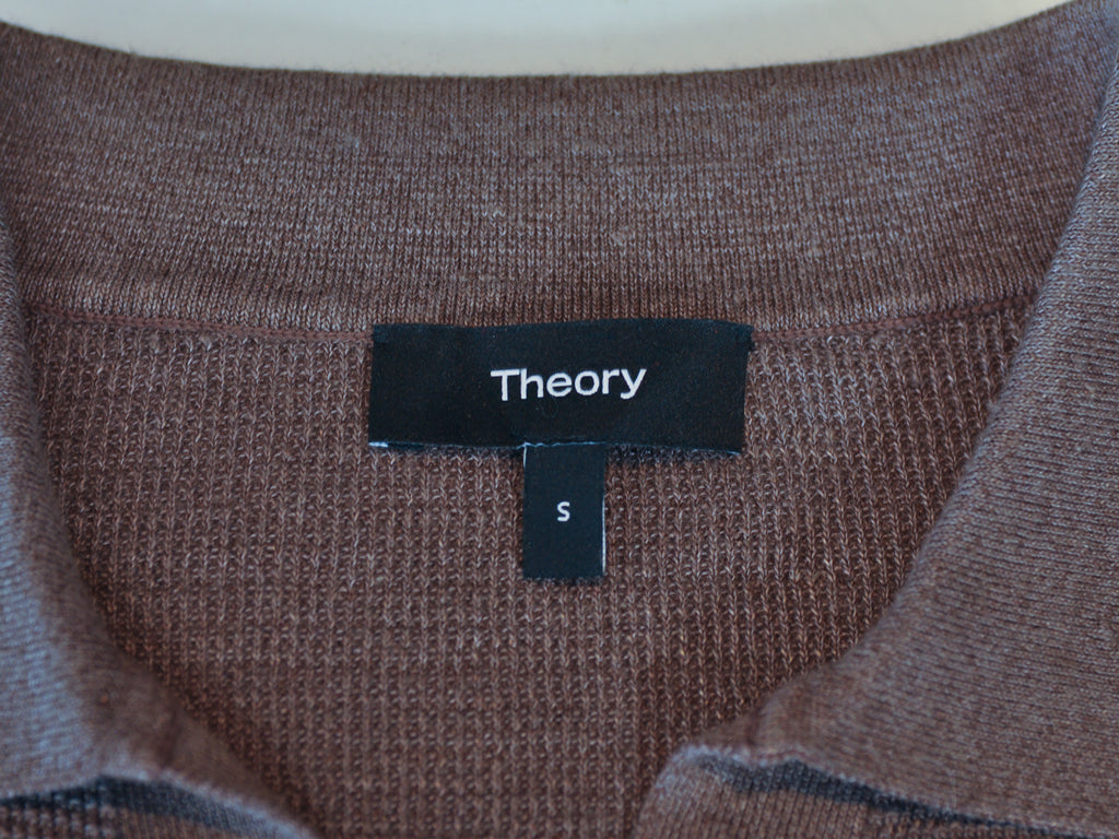 Theory Brown Waffle Knit Birke Polo