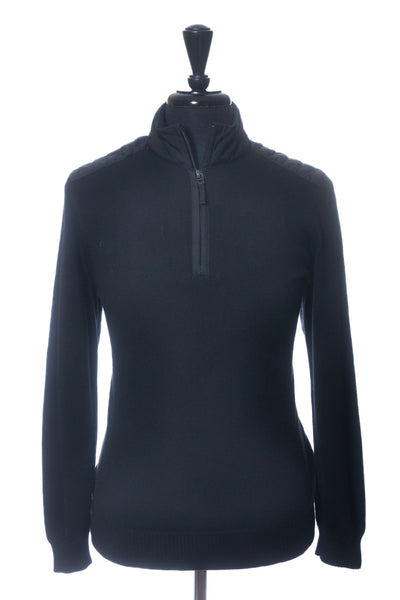 Maerz Black Nylon Accented Quarter Zip Sweater