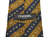 Chanel Paris Gold and Navy Blue Striped Tie
