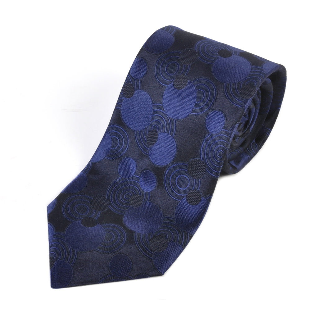 Canali Navy Blue Circle Patterned Tie