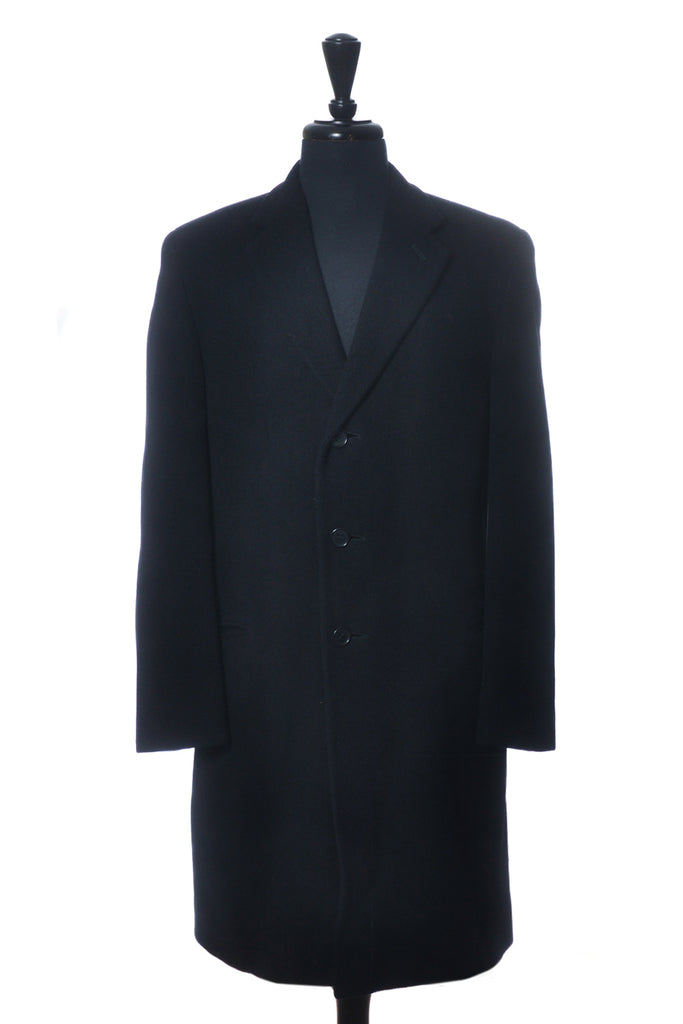 Giorgio Armani Le Collezioni Vintage Black Herringbone Twill Coat