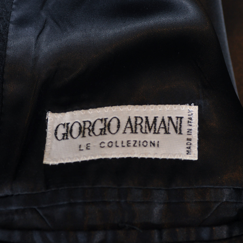Giorgio Armani Le Collezioni Vintage Black Herringbone Twill Coat