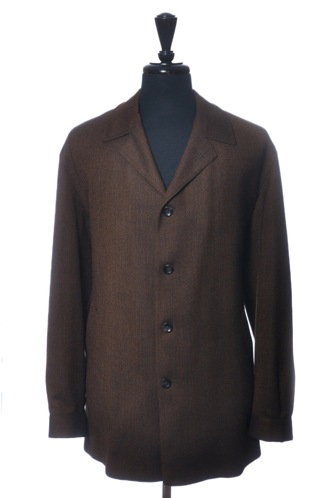 Biella Brown Herringbone Wool Coat