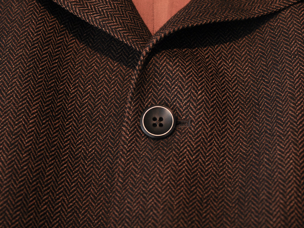 Biella Brown Herringbone Wool Coat