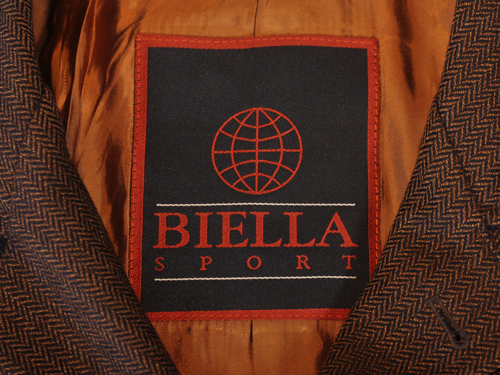Biella Brown Herringbone Wool Coat