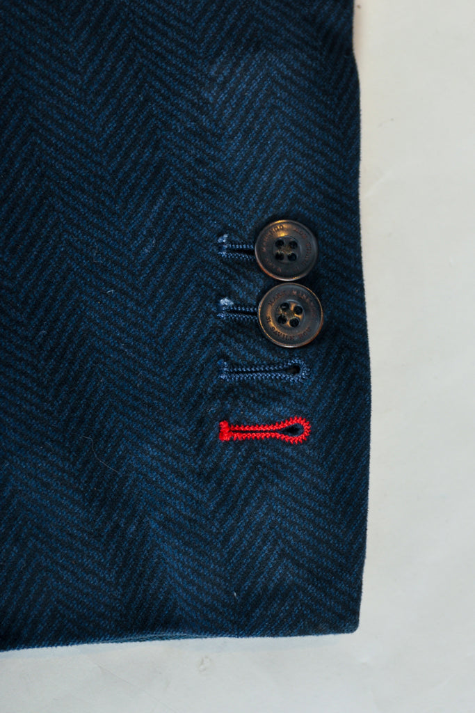 Mark Marengo Limited Edition Blue Herringbone Moleskin Blazer