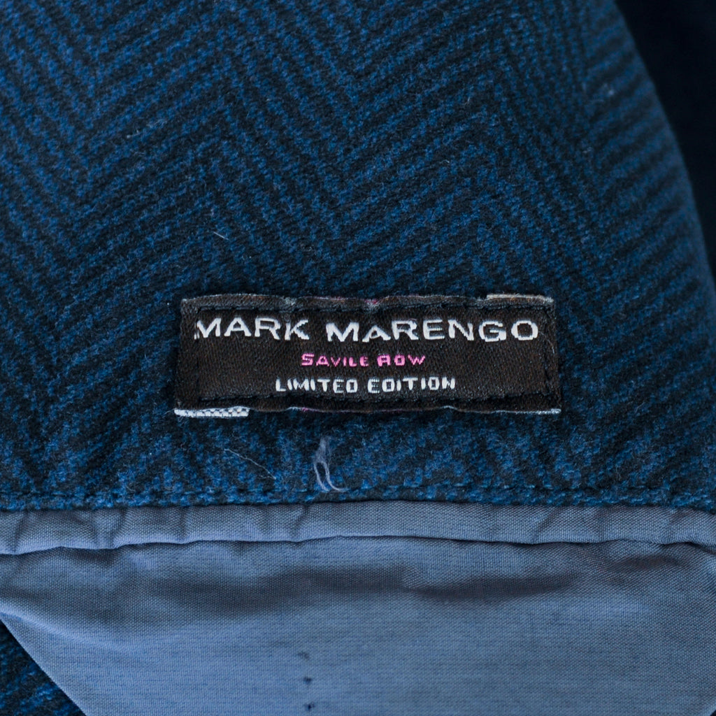 Mark Marengo Limited Edition Blue Herringbone Moleskin Blazer