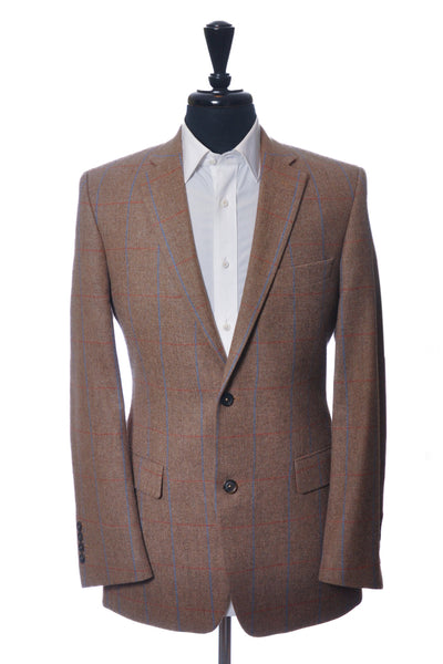 Harvie & Hudson Tan Check Lovat Tweed Blazer