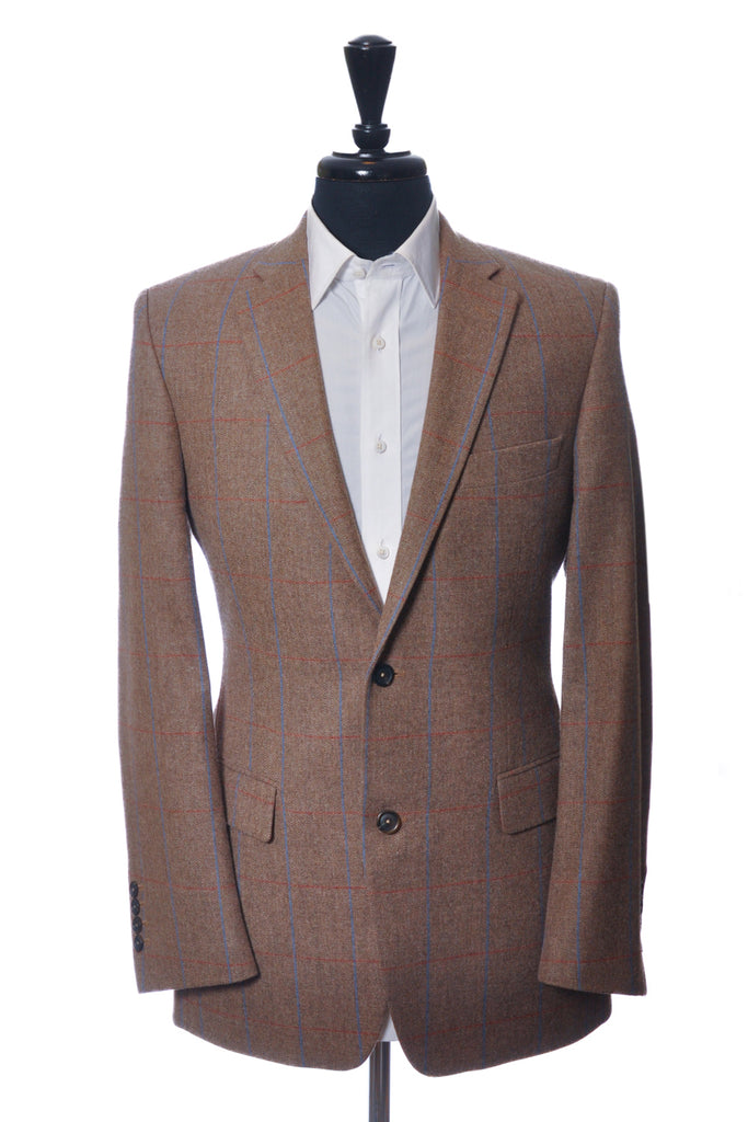 Harvie & Hudson Tan Check Lovat Tweed Blazer