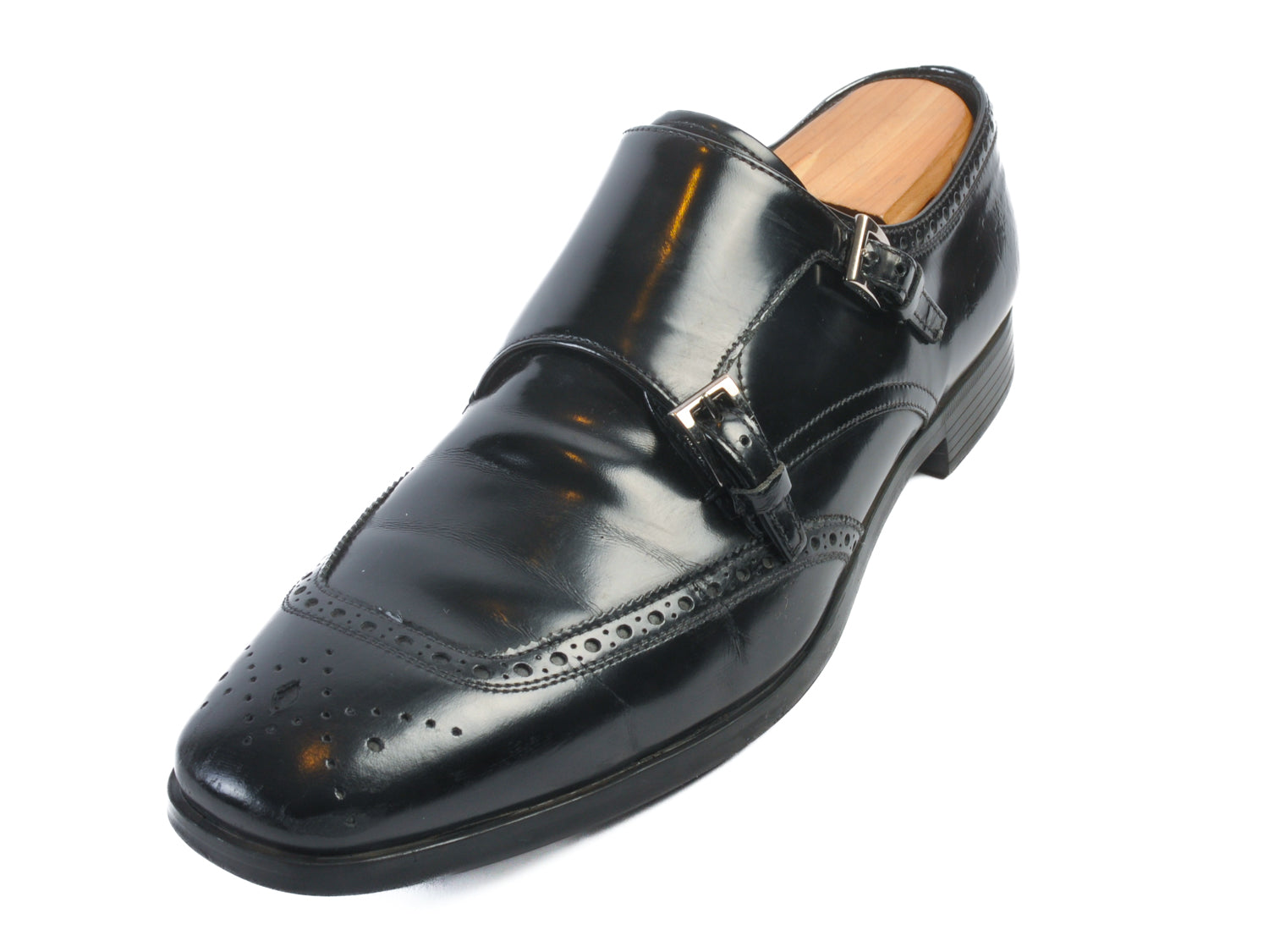Prada Black Double Monk Strap Shoes