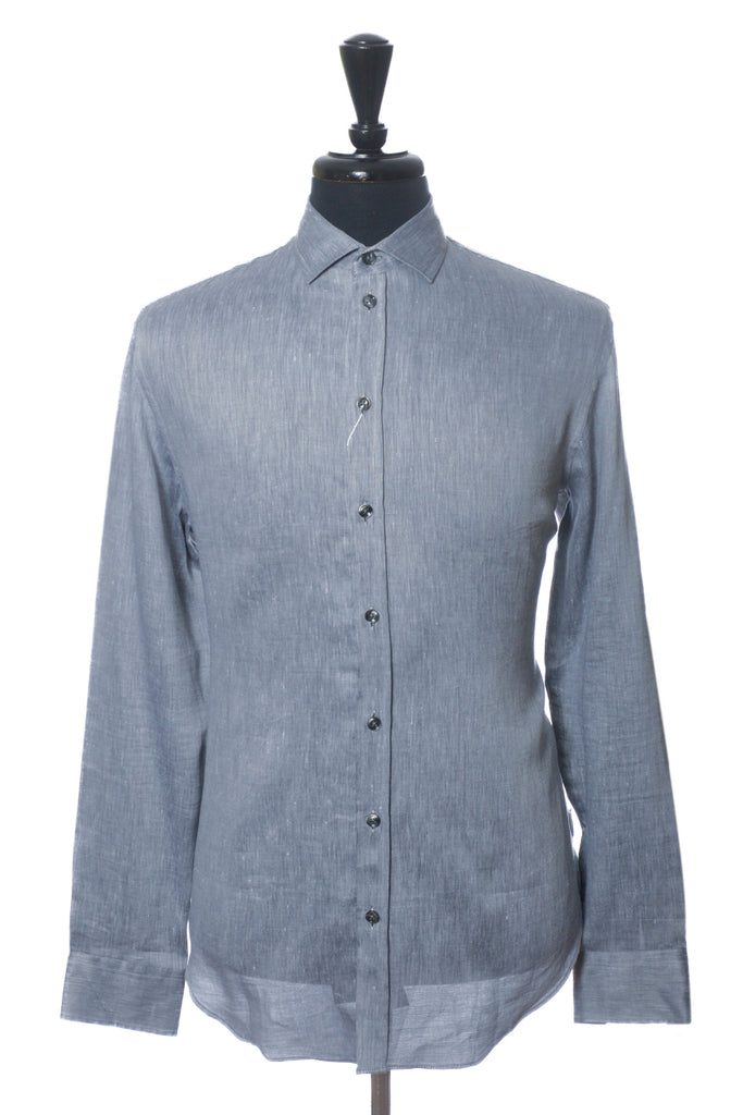Armani Collezioni Grey Linen Blend Shirt