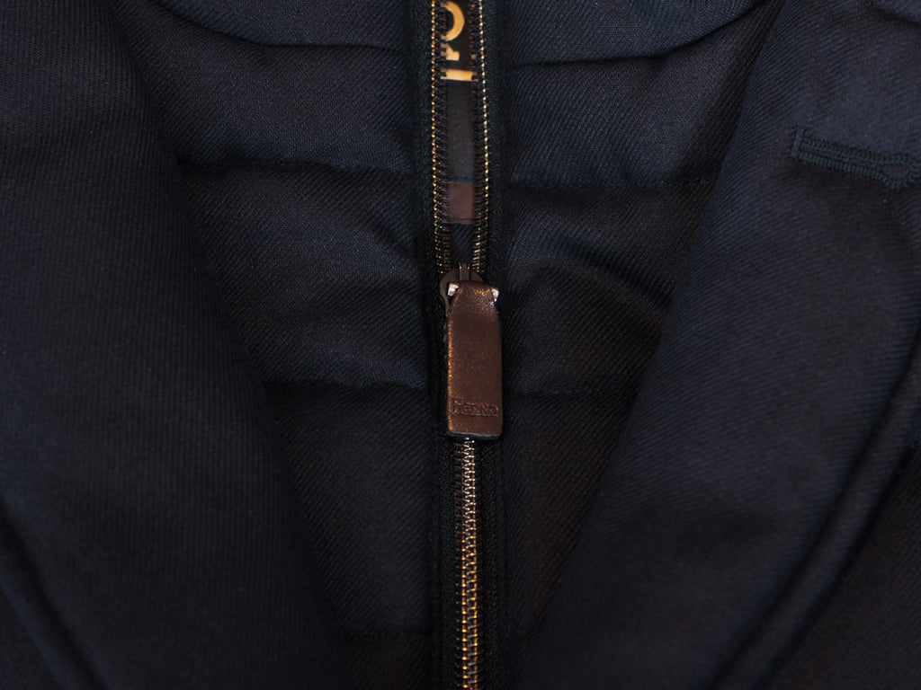 Herno Navy Blue Norfolk Worsted Wool Quilted Coat