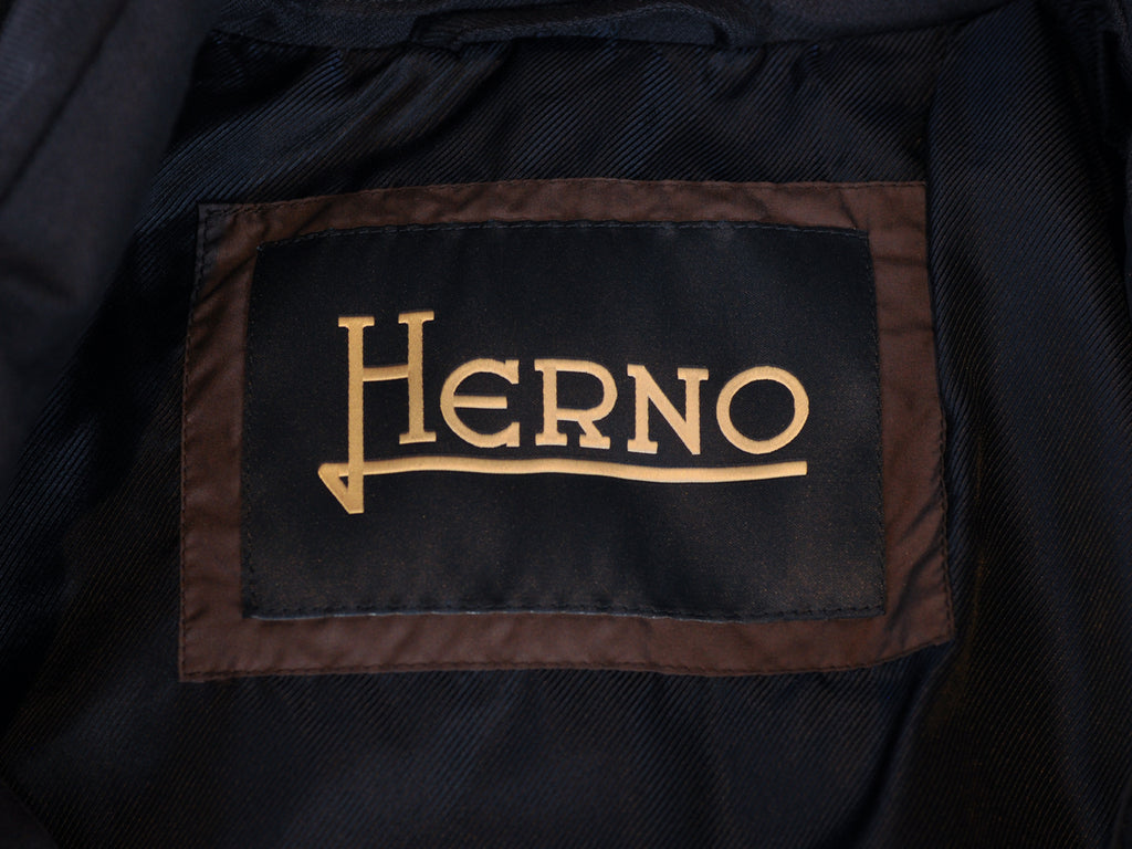 Herno Navy Blue Norfolk Worsted Wool Quilted Coat