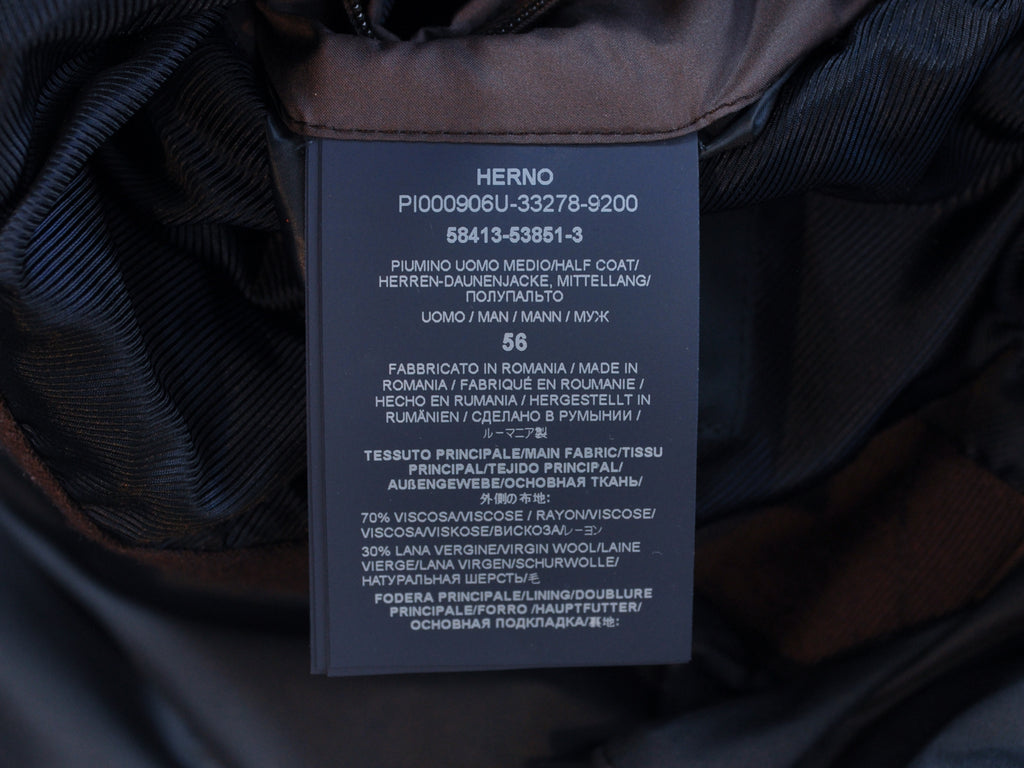 Herno Navy Blue Norfolk Worsted Wool Quilted Coat