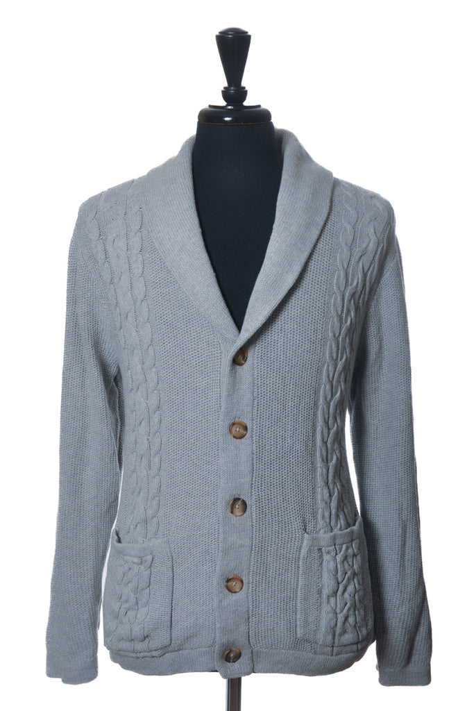 Ernest Sewn Grey Cable Knit Shawl Cardigan
