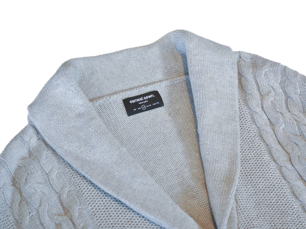 Ernest Sewn Grey Cable Knit Shawl Cardigan
