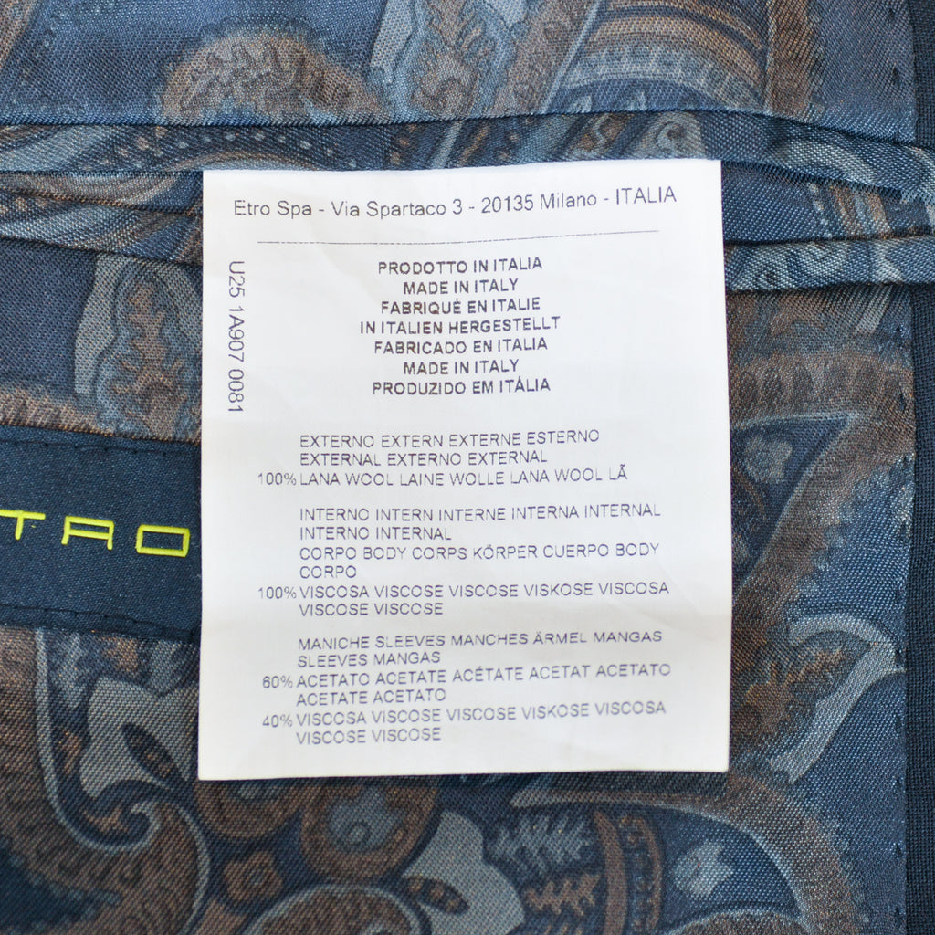 Etro Deep Navy Blue Wool Suit