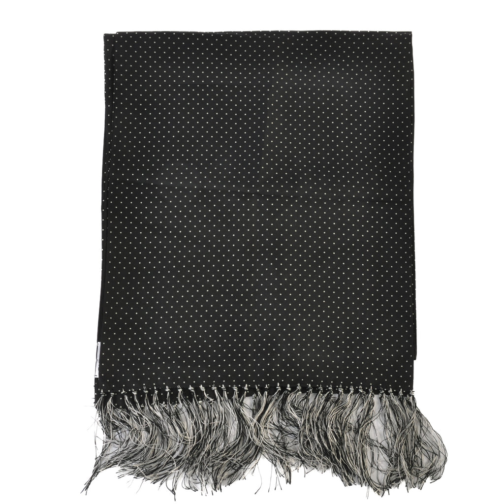 T.M. Lewin Black Polka Dot Silk Scarf