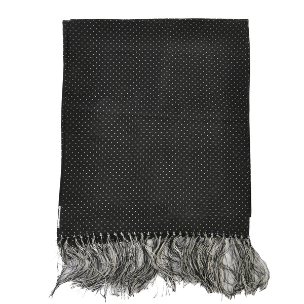T.M. Lewin Black Polka Dot Silk Scarf