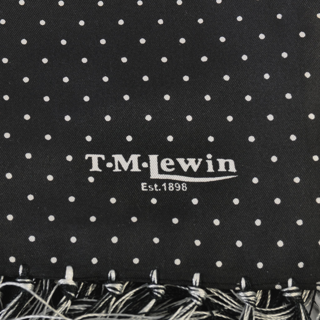 T.M. Lewin Black Polka Dot Silk Scarf
