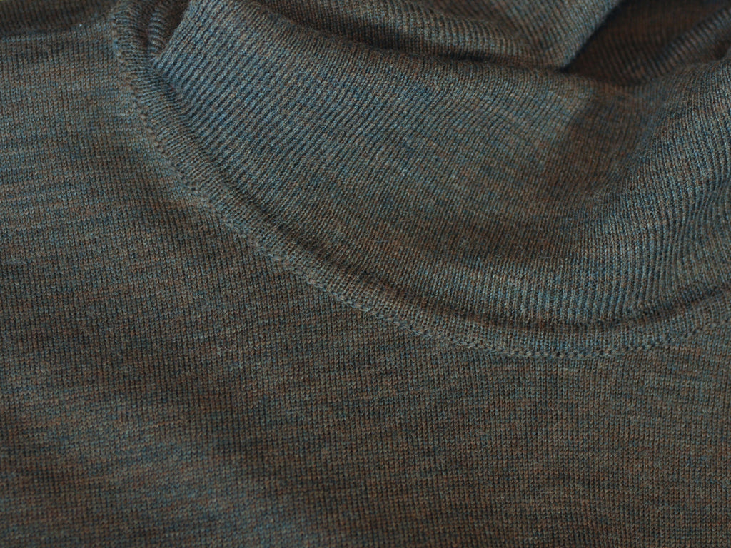 John Smedley Green Wool Roll Neck Sweater
