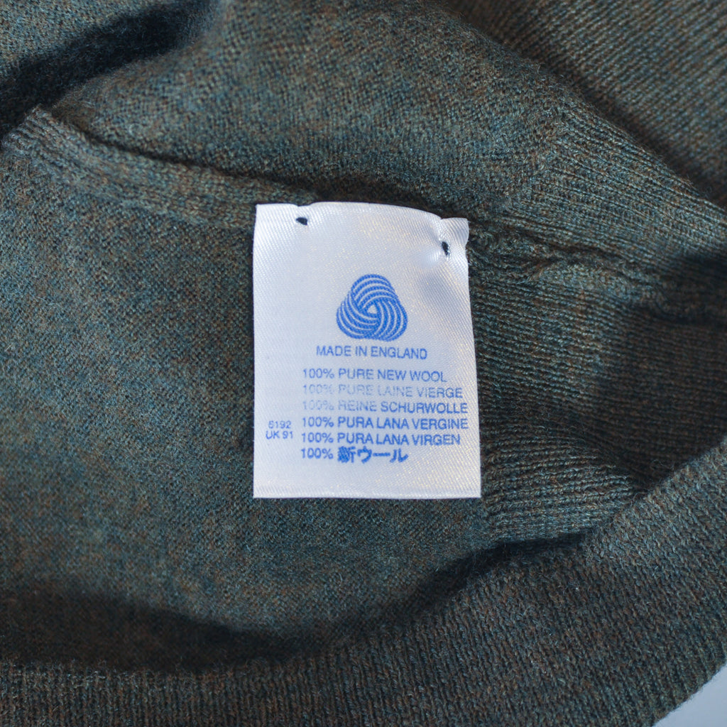 John Smedley Green Wool Roll Neck Sweater