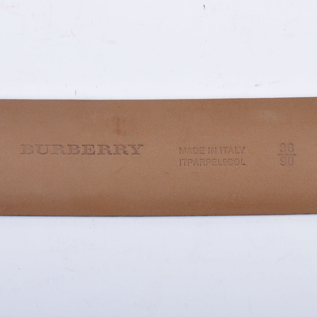 Burberry Black Embossed Check Leather Belt