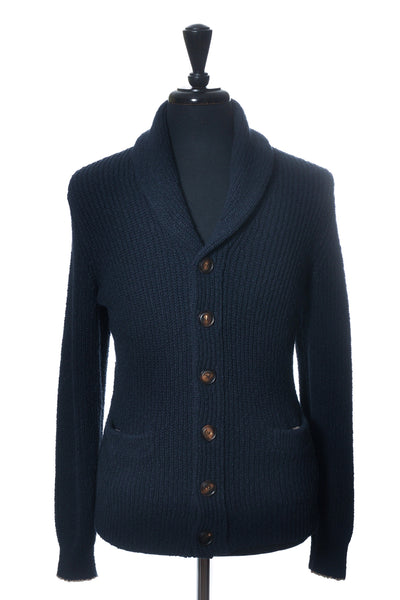 Brunello Cucinelli Navy Blue Cotton Linen Cardigan