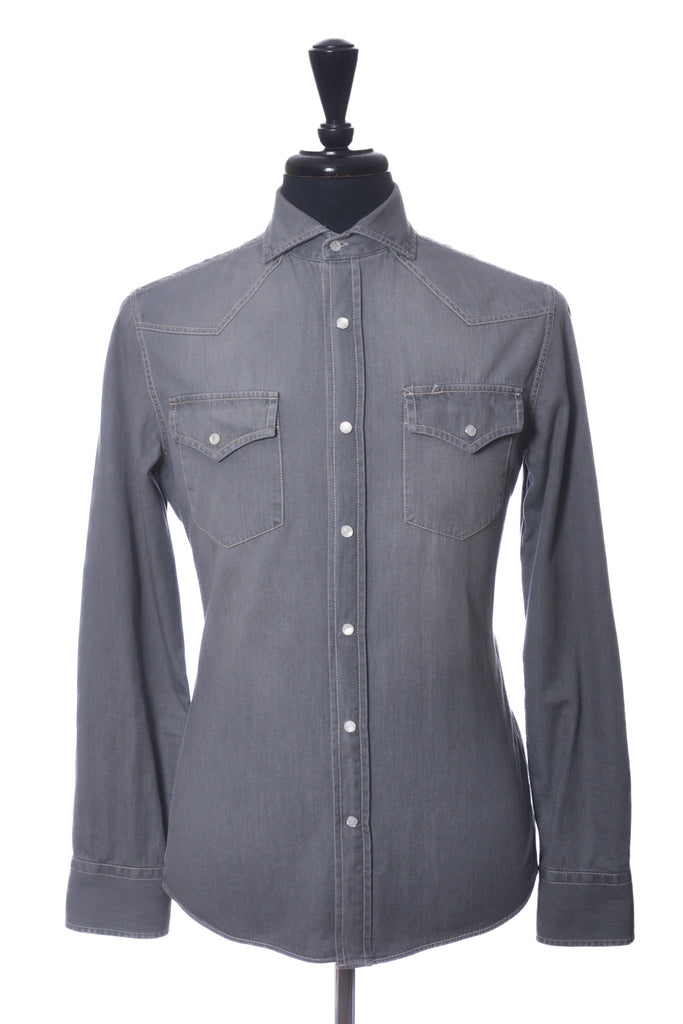 Brunello Cucinelli Grey Leisure Fit Western Shirt