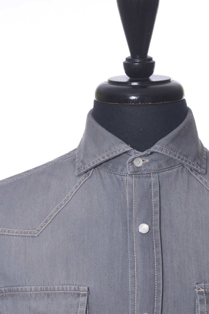 Brunello Cucinelli Grey Leisure Fit Western Shirt