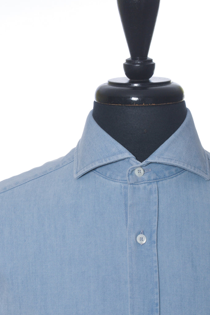 Brunello Cucinelli Light Blue Basic Fit Denim Shirt