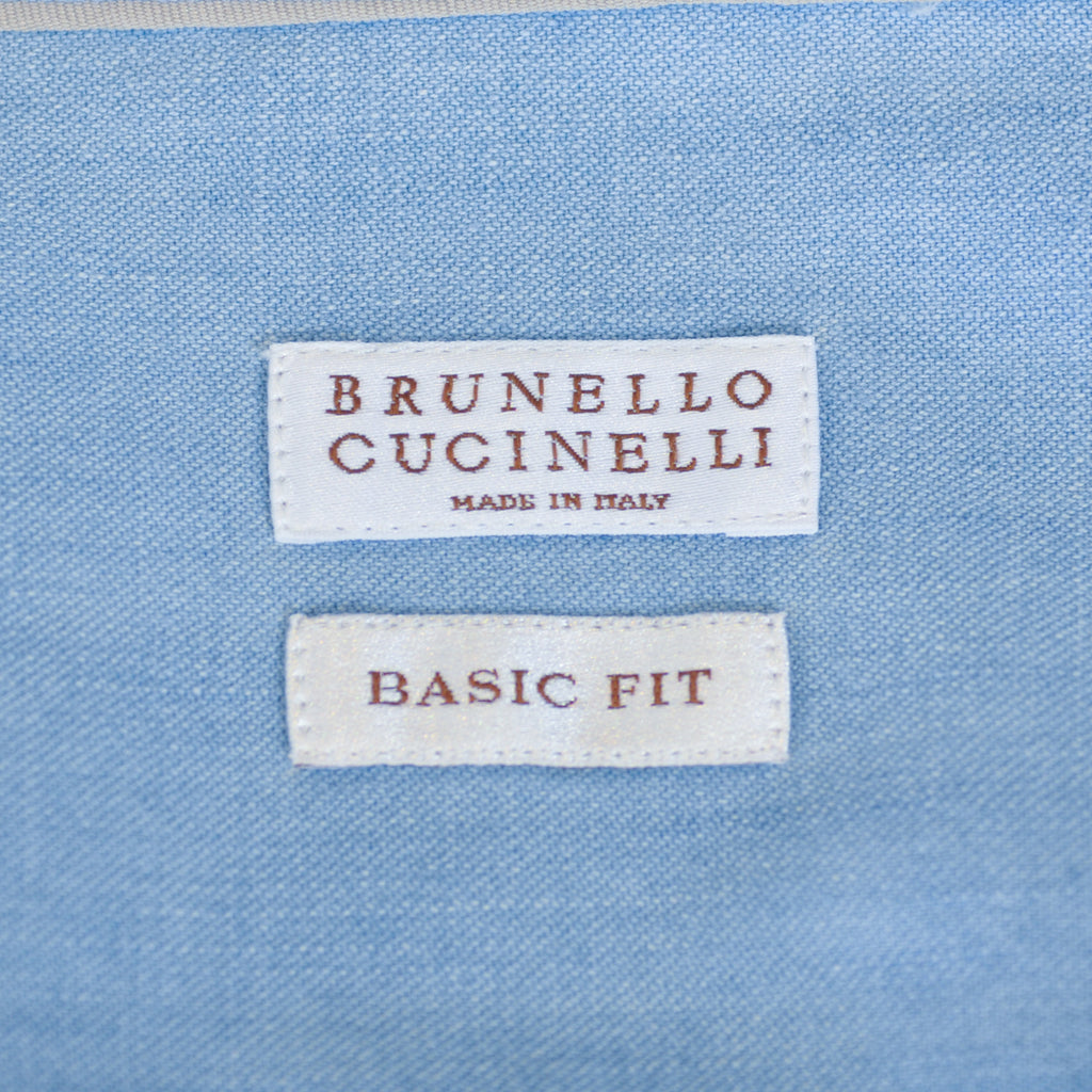 Brunello Cucinelli Light Blue Basic Fit Denim Shirt