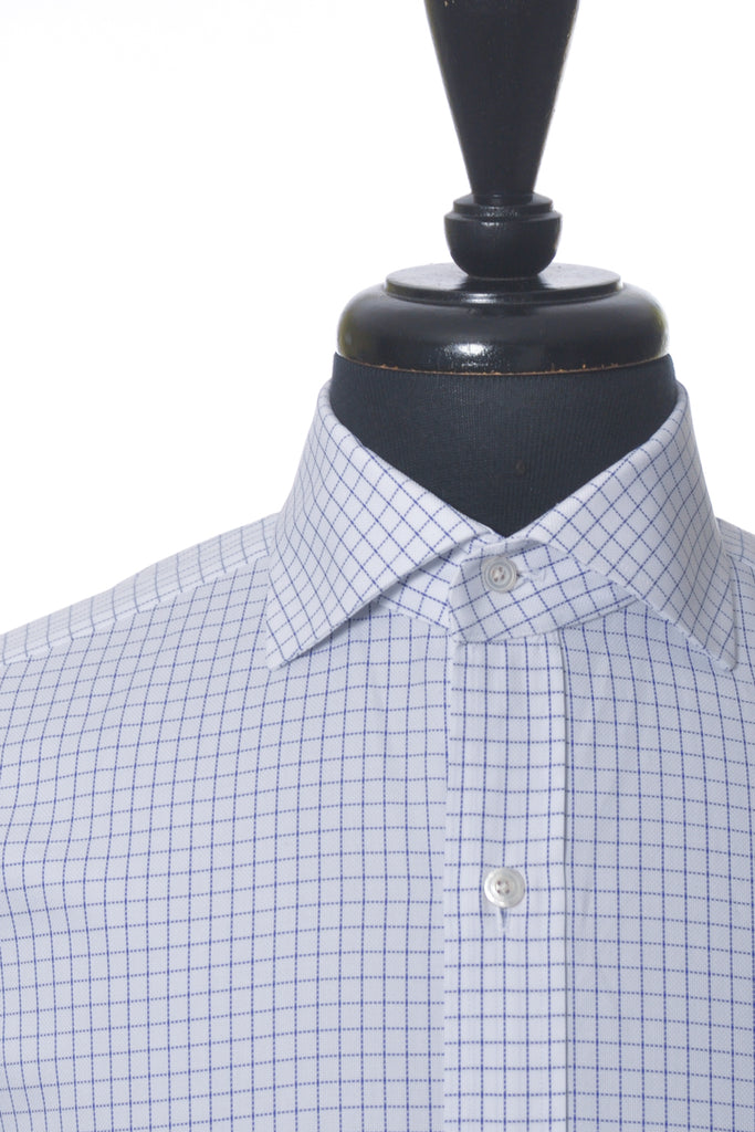 Tom Ford Navy Blue on White Graph Check Shirt