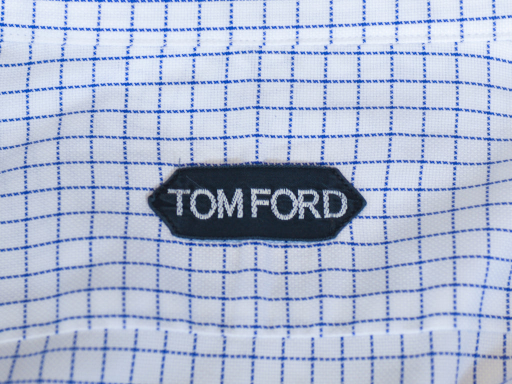 Tom Ford Navy Blue on White Graph Check Shirt