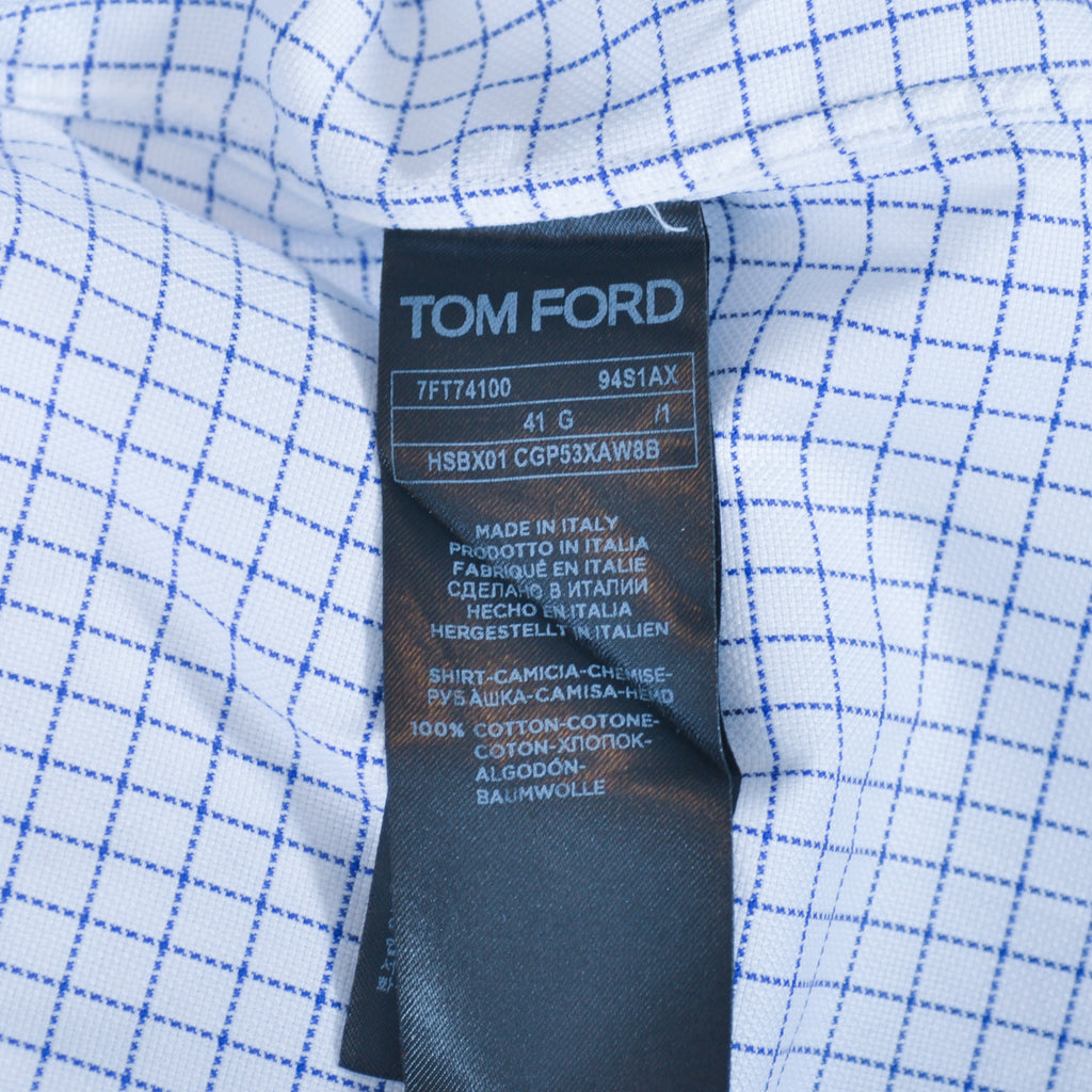 Tom Ford Navy Blue on White Graph Check Shirt