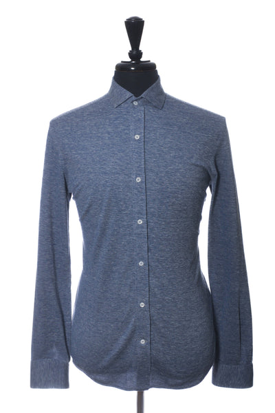 Brunello Cucinelli Blue Leisure Fit Linen Blend Jersey Shirt