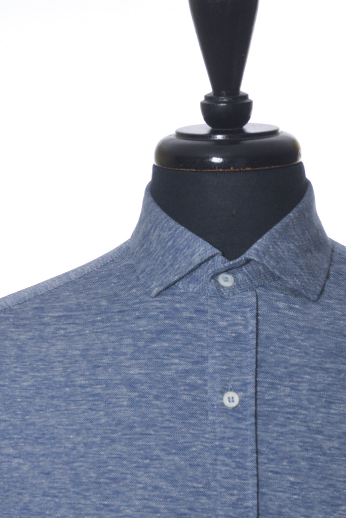 Brunello Cucinelli Blue Leisure Fit Linen Blend Jersey Shirt