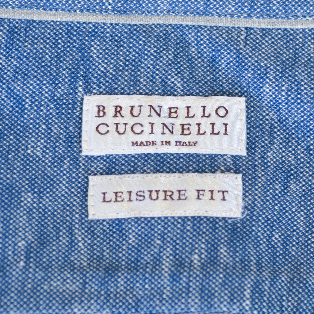 Brunello Cucinelli Blue Leisure Fit Linen Blend Jersey Shirt