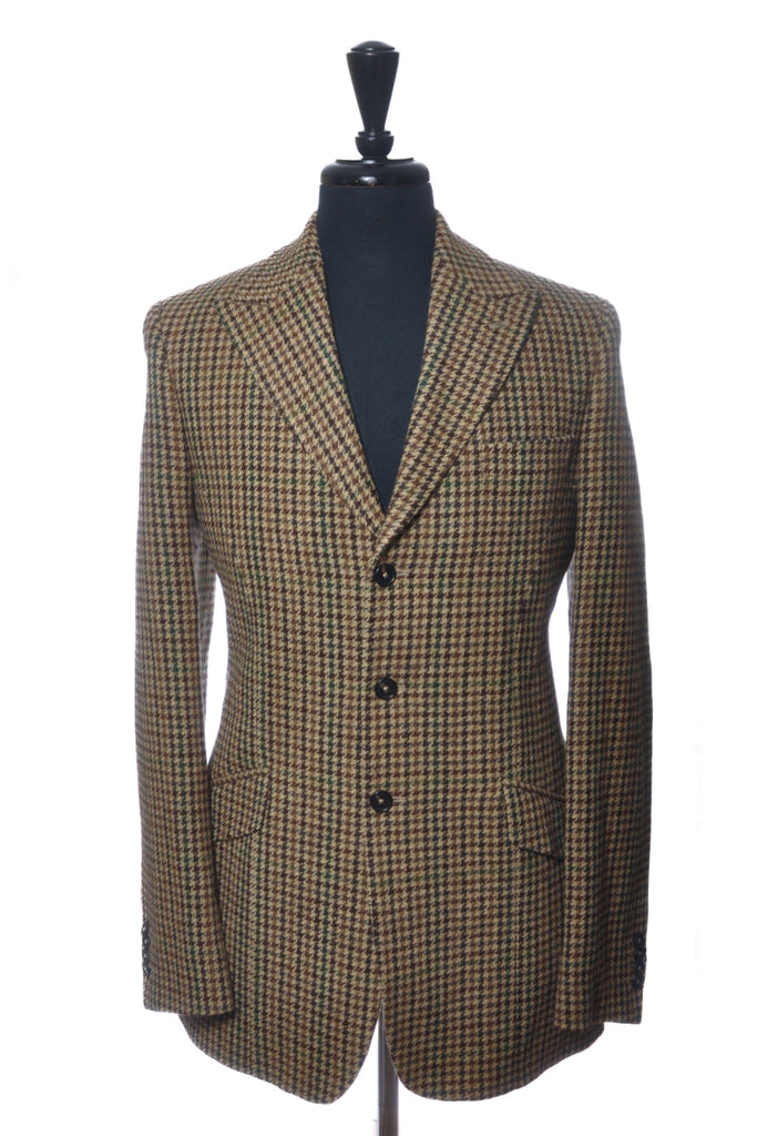 Sunflower Brown Houndstooth Moon Shetland Tweed Coat