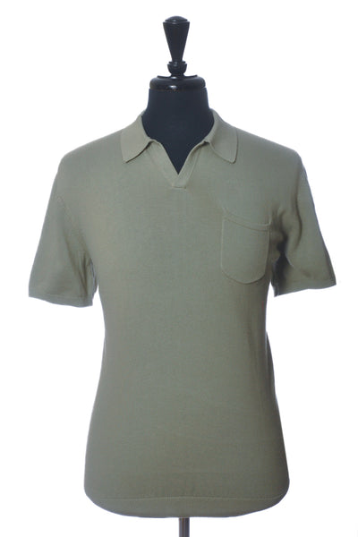 Reiss Green Knit Giles Short Sleeve Shirt