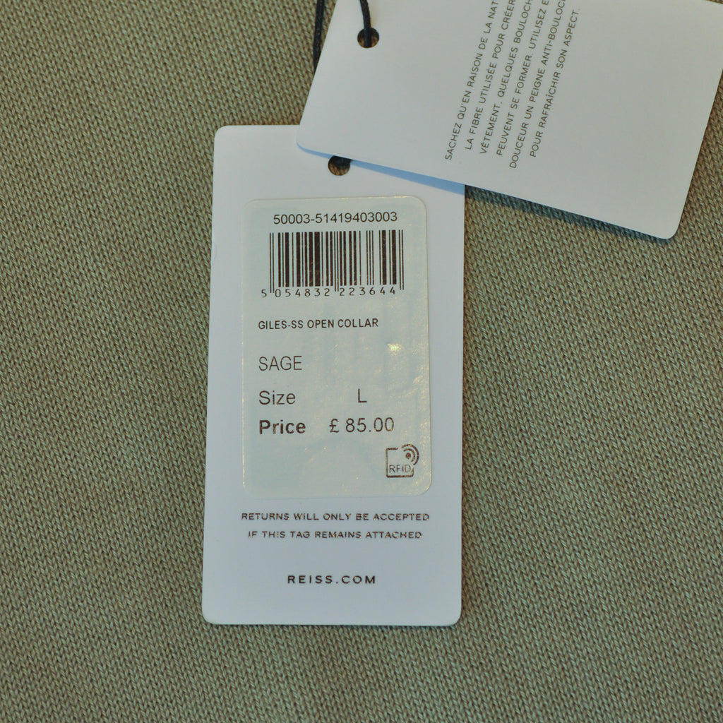 Reiss Green Knit Giles Short Sleeve Shirt