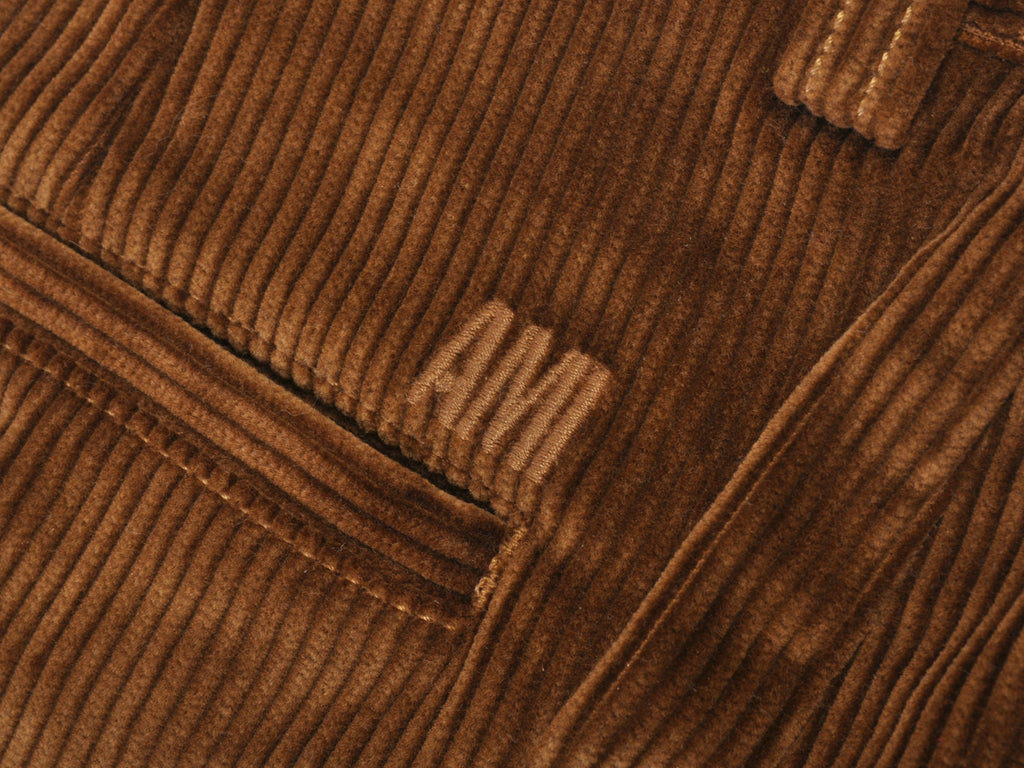 AMI Cognac Brown Corduroy Oversized Carrot Fit Trouser