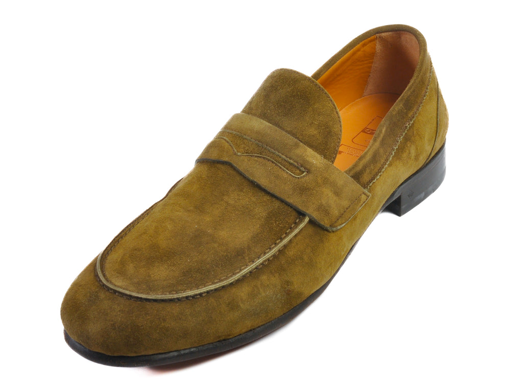 O’Keefe NIB Olive Green Cashmere Suede Penny Loafers