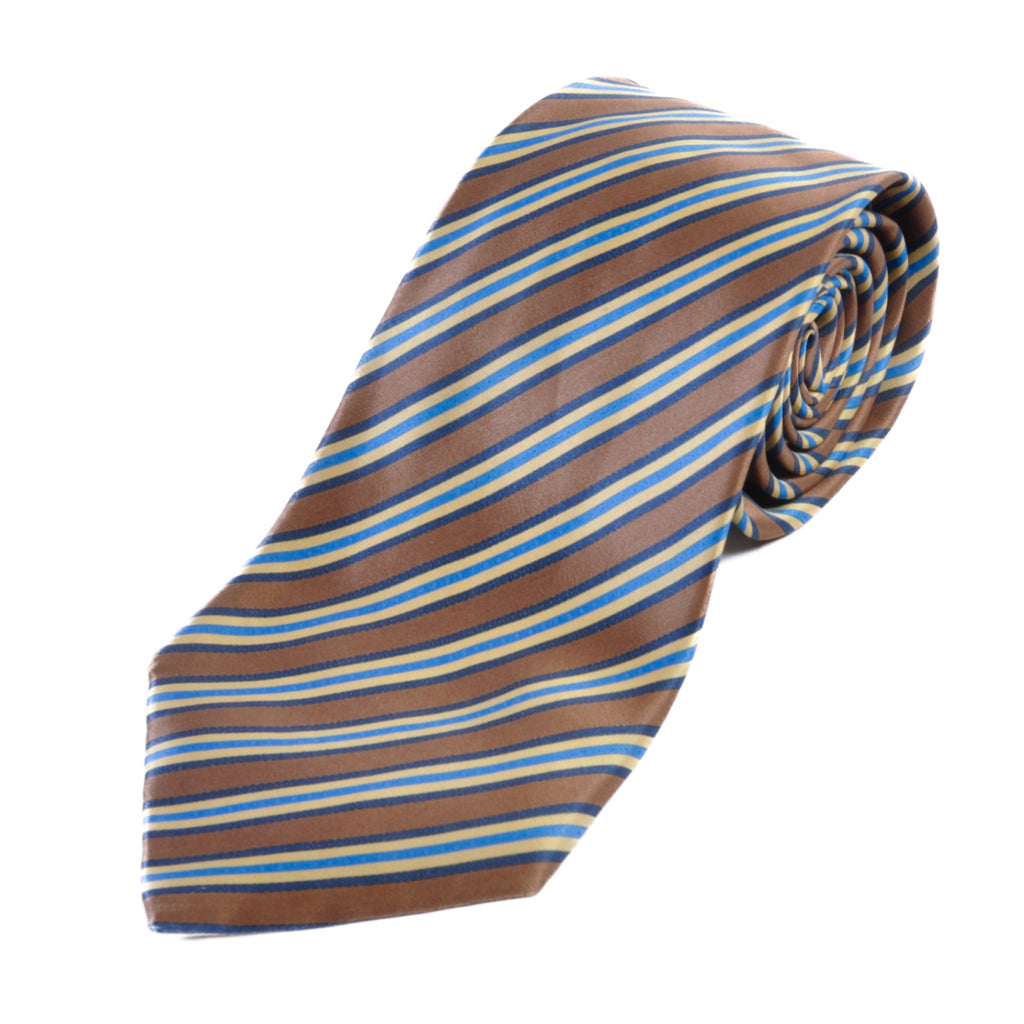Stefano Ricci Brown Striped Silk Tie