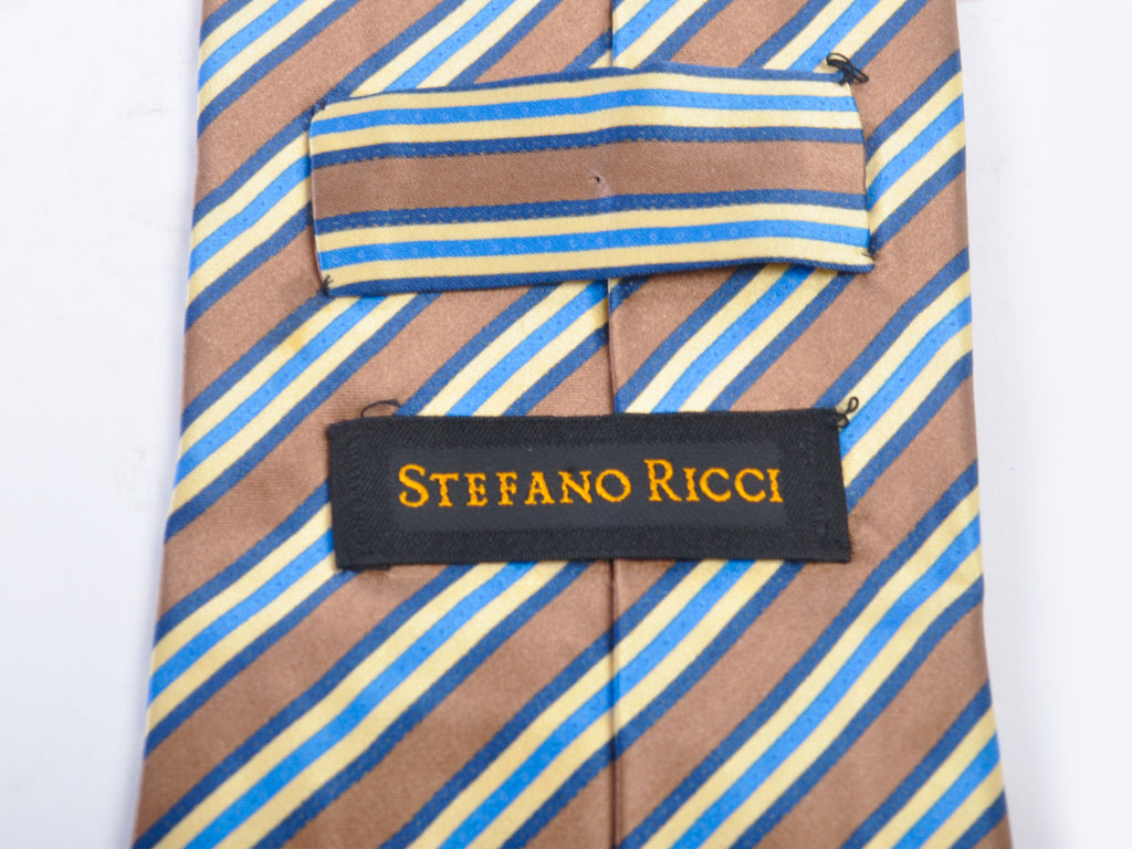 Stefano Ricci Brown Striped Silk Tie