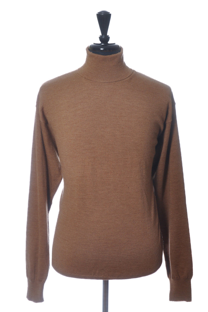 Faconnable Brown Merino Wool Roll Neck Sweater