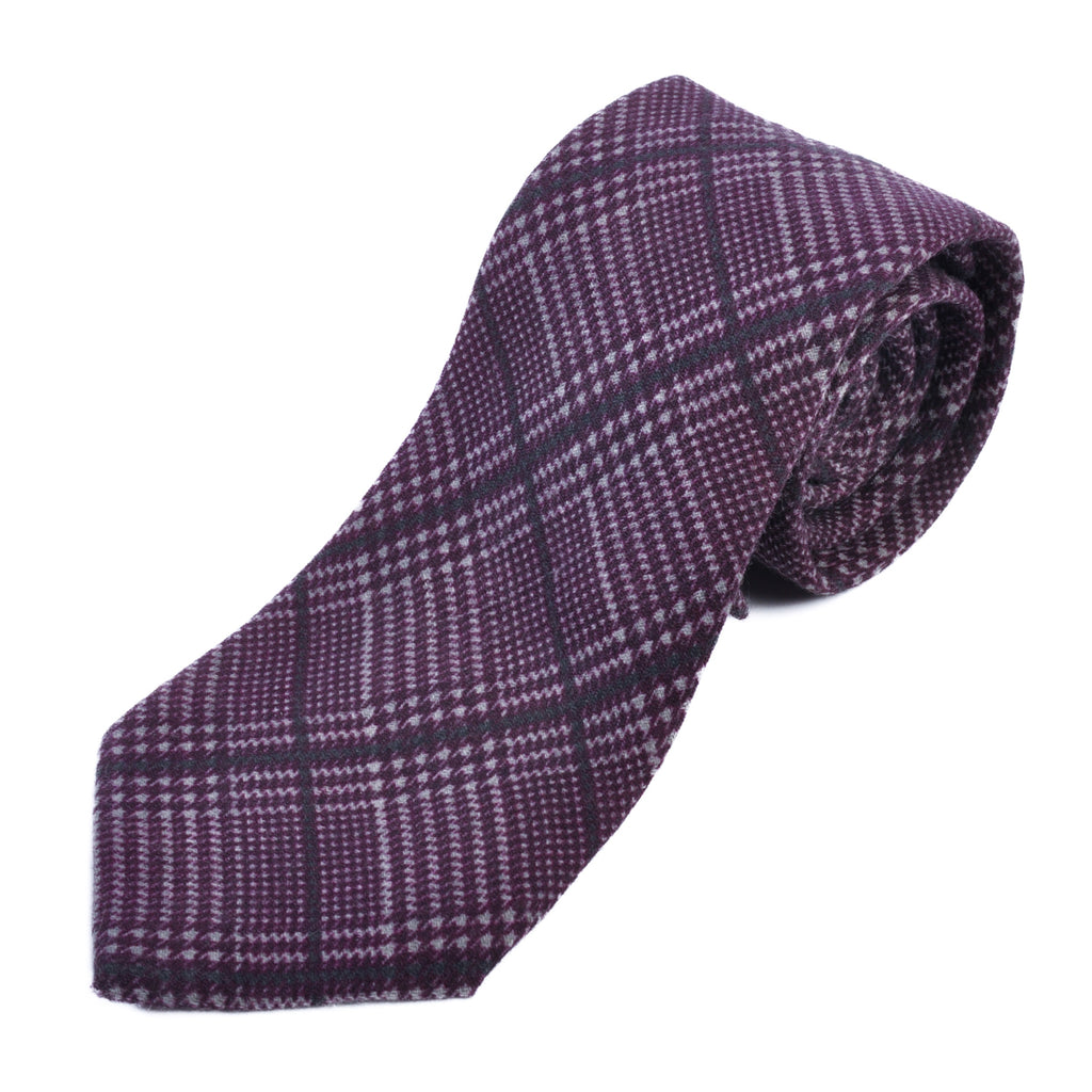 Borrelli Napoli Merlot Check Wool Tie